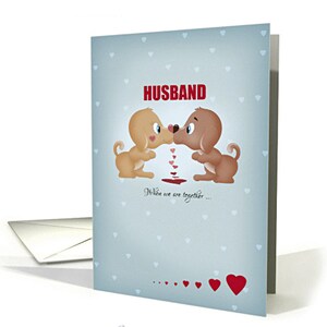 Man Valentine's dag zoenen honden en harten kaart