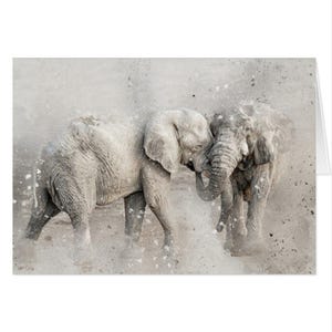 Elefante in che qualsiasi occasione di biglietto di auguri, due elefanti arte cartolina d'auguri per ogni occasione, vuota all'interno