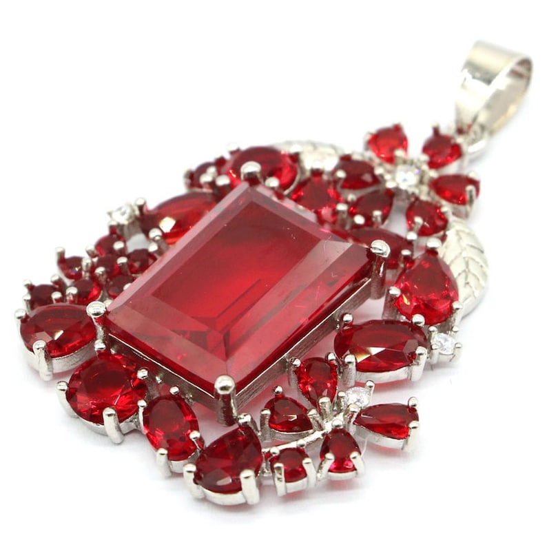 Sterling Silver Blood Ruby Gemstone Pendant