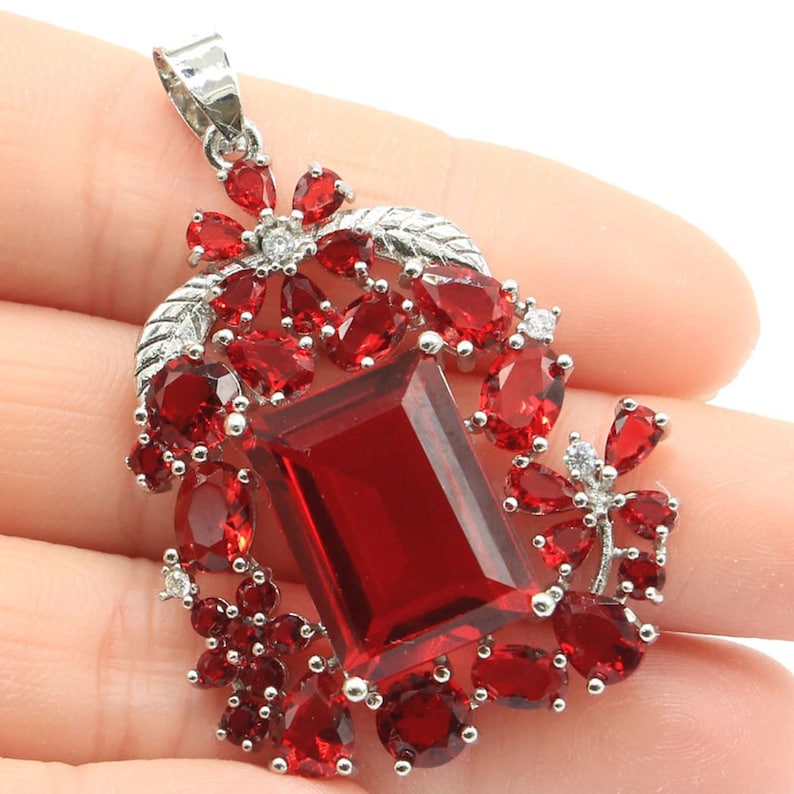 Sterling Silver Blood Ruby Gemstone Pendant