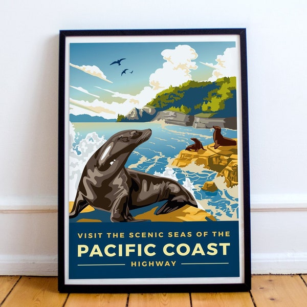 Pacific Coast Travel Poster | Unframed