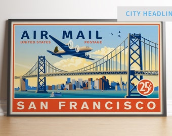 Cartel del sello de San Francisco, California USPS / 2 Variaciones / Unframed