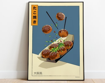 Takoyaki Impresión de arte de comida japonesa / Unframed