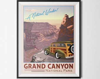 Grand Canyon National Park Vintage Station Wagon  |  Unframed