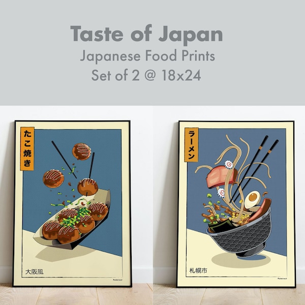 Set of 2 | Ramen and Takoyaki | Food Print | Unframed