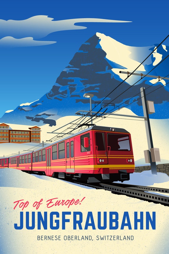 La Jungfrau vntage travel poster Poster by stckart-marek | Affche