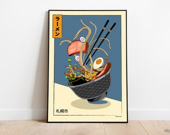 Ramen Ukiyo-e Impresión de Arte / Comida / Unframed