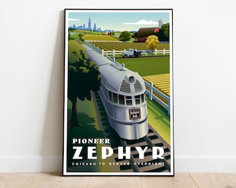 Impresión artística del tren Pioneer Zephyr / Sin marco