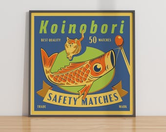 Cerillas de seguridad Koinobori, de inspiración vintage, estilo pop art