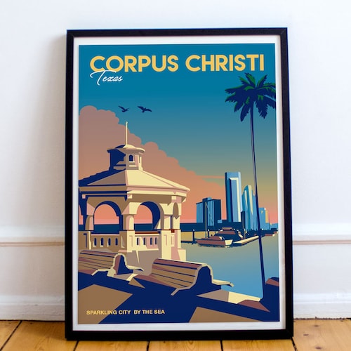 Corpus Christi Map Print Poster Canvas Texas Map Print Etsy