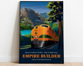 Póster de tren vintage de Empire Builder / Sin marco