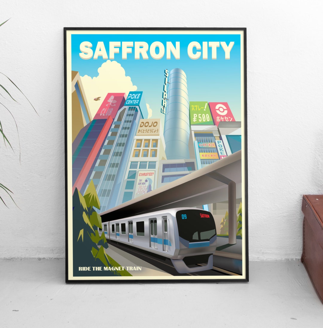 Pokemon Saffron City Unframed Etsy
