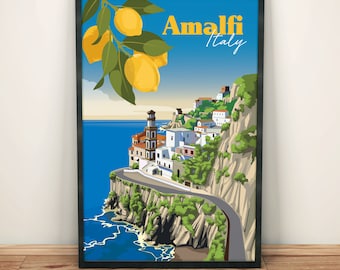 Amalfi, Cartel de viaje de Italia / / Sin marco