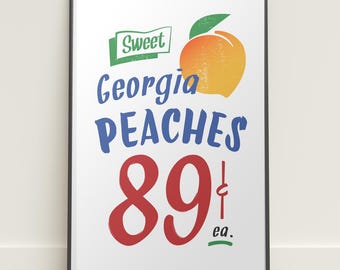 Letreros para la tienda de comestibles Georgia Peaches (colores personalizados a pedido)