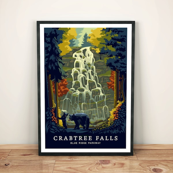 Crabtree Falls, Blue Ridge Parkway Art Print  | Travel | Unframed