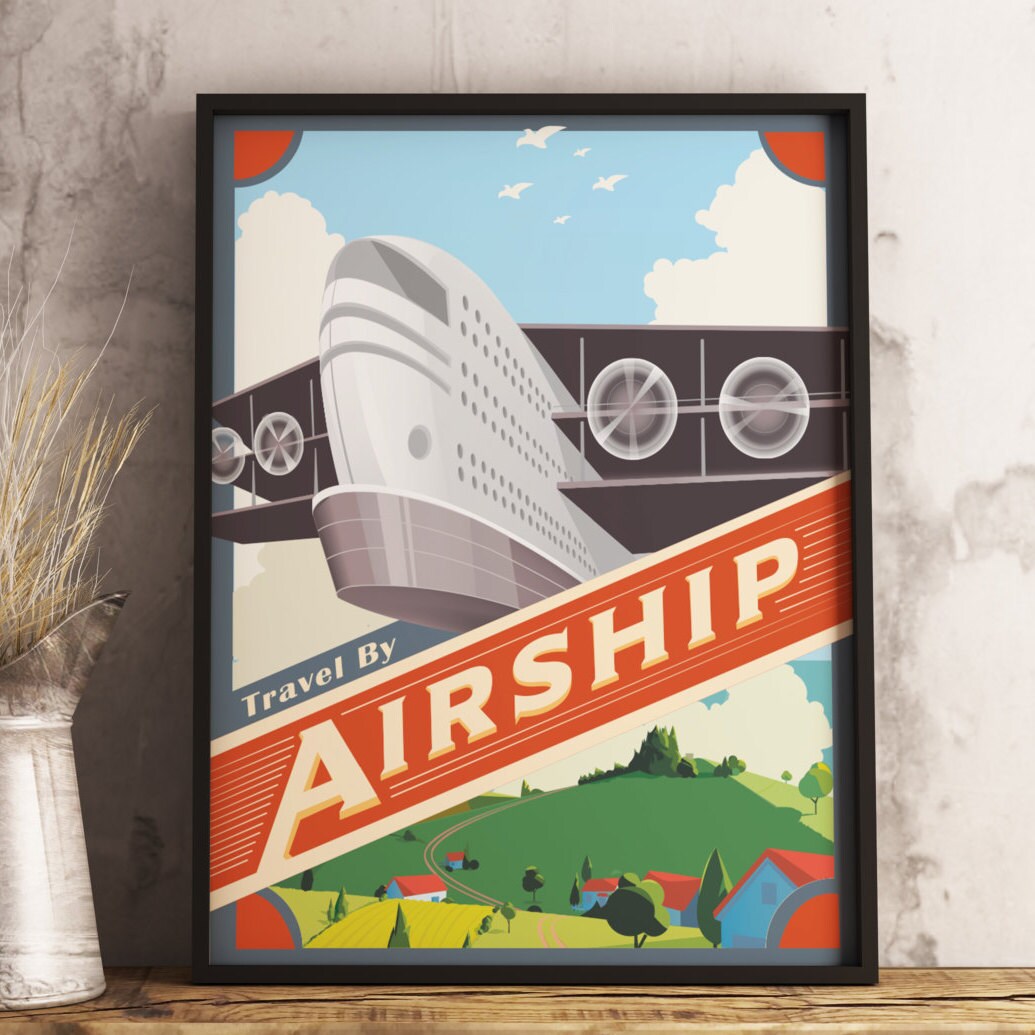 Retrofuturism dirigeable affiche Sci Fi fantastique Retrofuturism dirigeable affiche Sci Fi fantastique