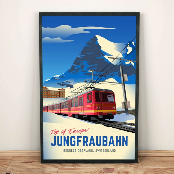 Jungfrau Railway, Zwitserland, Berner Oberland trein poster | Ingelijst