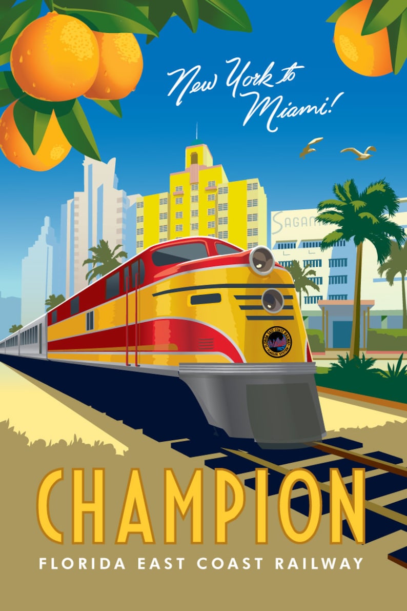 The Champion Florida East Coast Railway Travel Poster Etsy Sweden