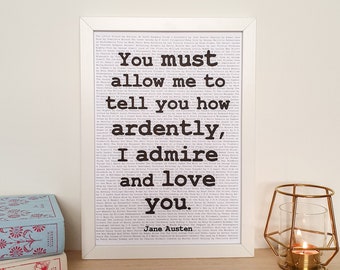 Pride and Prejudice - Jane Austen Quote Print - Wedding Day Gift for Her