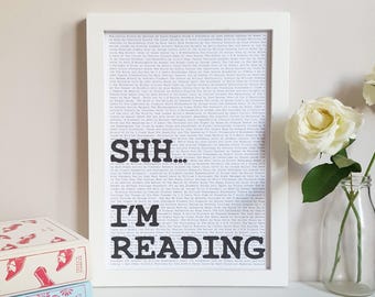 Shh I’m Reading Print - Book Nook Quote - Gift for Bookworm - Literary Wall Decor