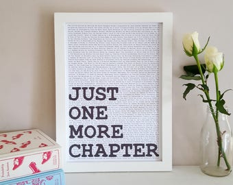Just One More Chapter Print - Reading Quote - Literary Decor - Bookish Gift