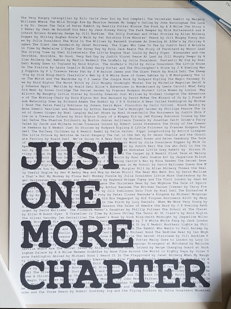 Just One More Chapter Print Reading Quote Kids Book Nook Etsy UK