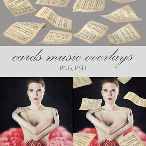 music cards photo overlays, Photography overlays, flying cards, old cards, digital overlays, falling cards, digital scrapbook