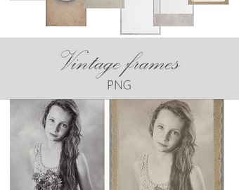 Vintage Photo Frame Overlays: Old Photography Effect (PNG Digital Download)