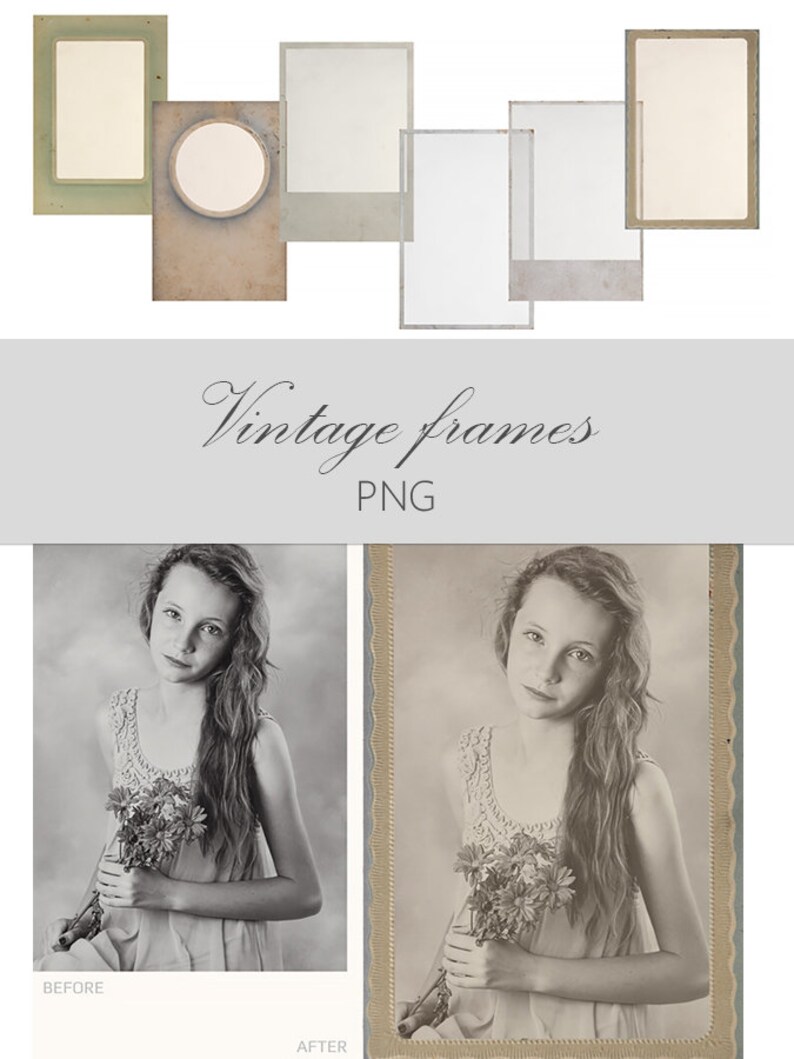 Photo overlays vintage frame overlay Old Photo Etsy