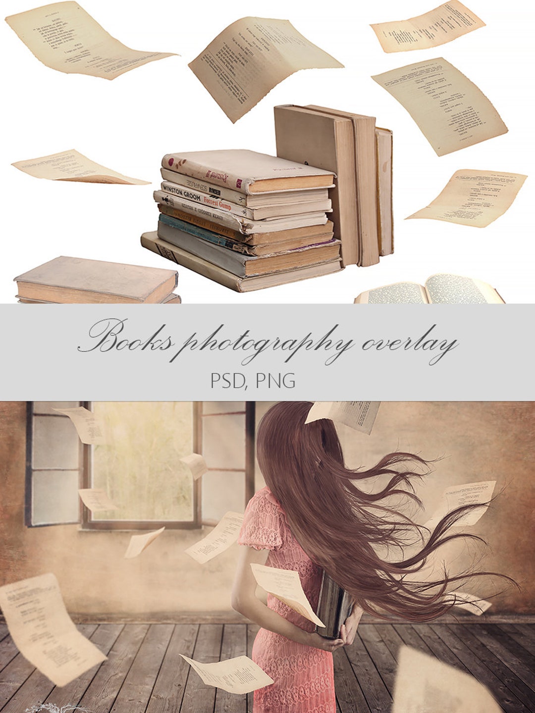 Books Photo Overlays, Photography Overlays, Cards Book Overlays, Flying