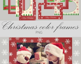 Christmas Photo Frames: PNG Digital Overlay (5500x3700 px)