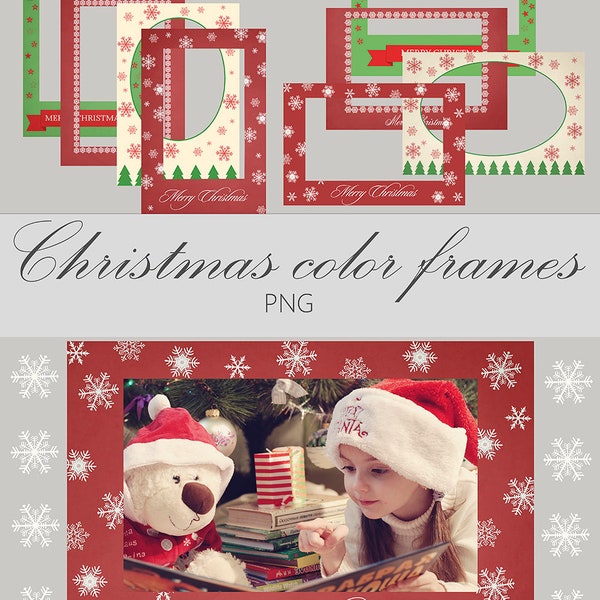 Christmas color frames, digital frame, photo overlay, Christmas overlay, Christmas card, frame photography, frame overlay