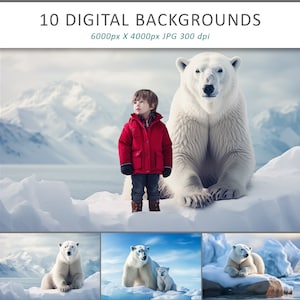 Polar Bear Digital Background, digital backdrops, Background for photography, Bear Composite Backdrop, Composition For Photographers