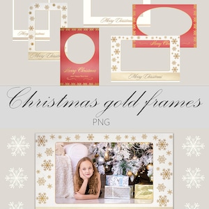 Christmas gold frames, Christmas overlays, Christmas card, photo overlay, digital frame, Photography frames, gold overlay
