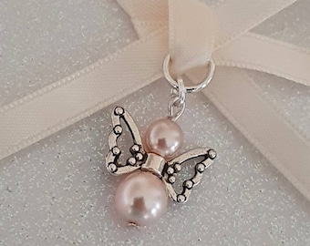 Bridal Bouquet charm, Handmade  Pink Angel, Memorial Angel.