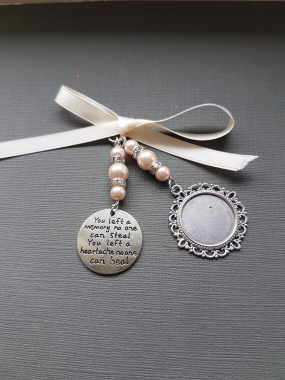 Wedding Bouquet Photo Charm Round Silver Memory Frame
