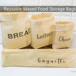 Eco-Friendly Bread Bag, reusable Cheese Bag, Baguette Bag, Beeswax Food Bag, Natural Organic Bees Wax Bags,  Reusable sustainable storage