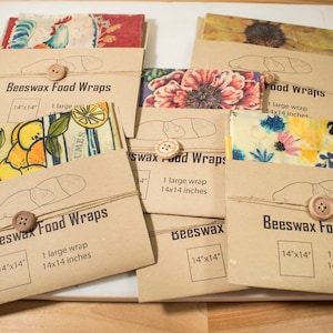 2 LARGE Beeswax Food Wraps, Natural Organic Bees Wax Wraps, Eco-Friendly food storage, Reusable Food Storage, sustainable food covers
