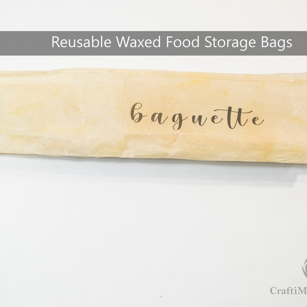 Eco-Friendly Bread Bag, reusable Cheese Bag, Baguette Bag, Beeswax Food Bag, Natural Organic Bees Wax Bags,  Reusable sustainable storage