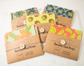 2 LARGE Beeswax Food Wraps, Natural Organic Bees Wax Wraps, Eco-Friendly food storage, Reusable Food Storage, sustainable food covers