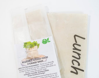 Eco-Friendly Lunch Bag, reusable beeswax Lunch Bag, Natural Organic food storage, plastic package free sandwich wrap bag, zero waste gifts