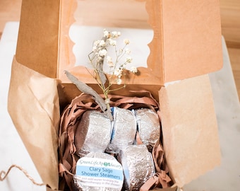 5 Clary Sage Shower Steamers Gift Set Melts Tablets Aromatherapy Spa Self Care Valentines & Galantines gift natural made with essential oils