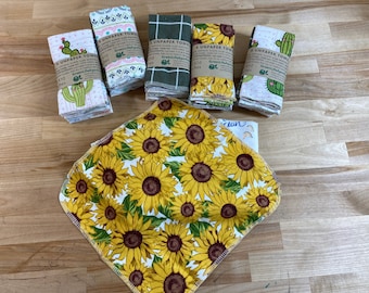 Reusable flannel napkins/towels multi colors patterns SINGLE LAYERED washable cotton Cloth zero waste eco friendly kitchen cleaning supplies