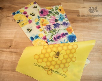 Beeswax Food Wraps, Natural Organic Beeswax Wraps, Eco-Friendly Sustainable Reusable Food Storage, zero waste, plastic free lunch packaging