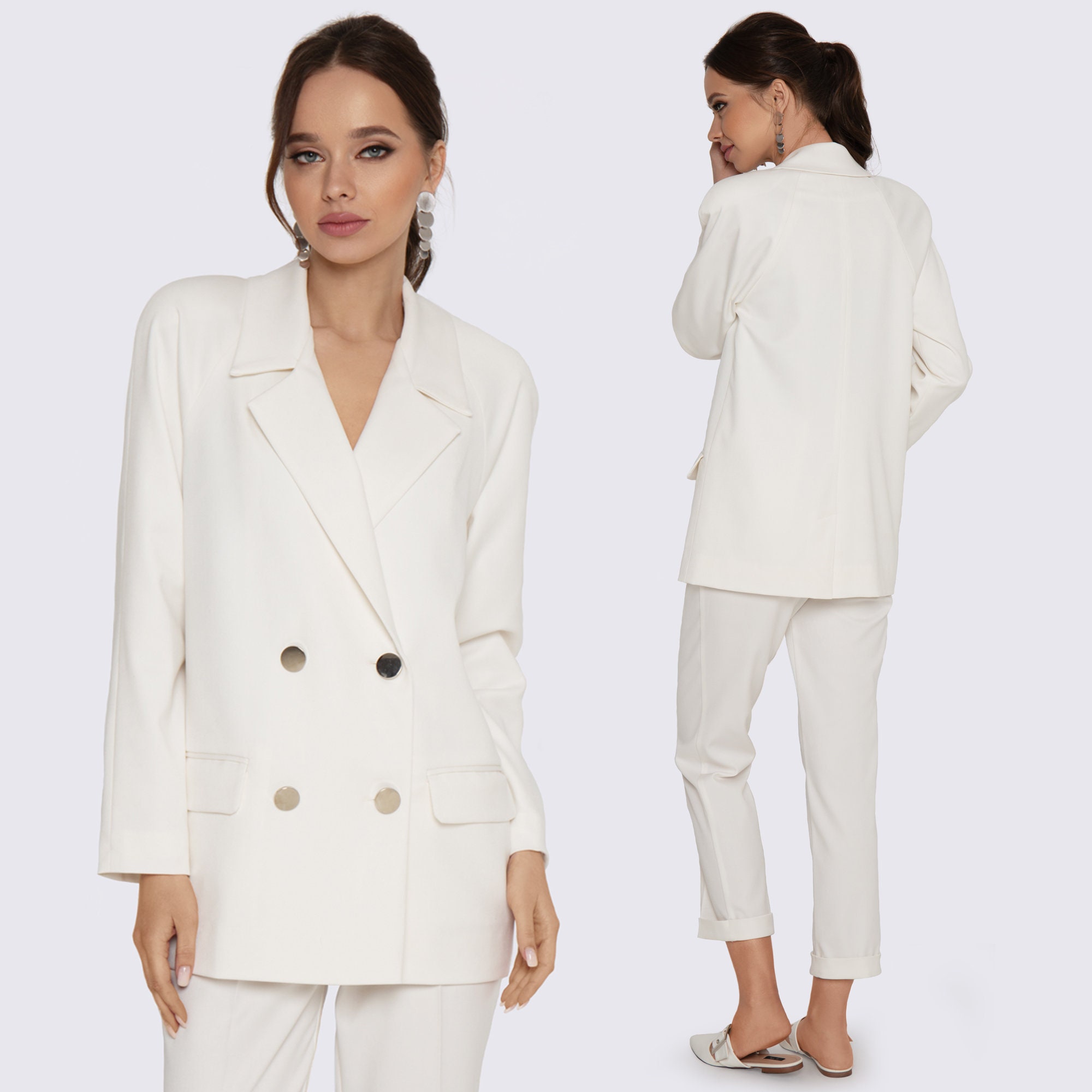 White Women Suit With Trousers Women 