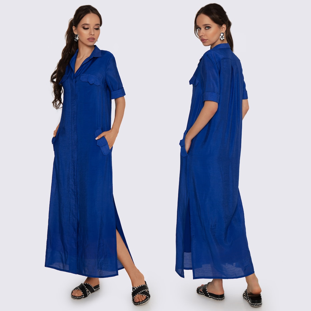 Summer Maxi Dress in Royal Blue, Blue Casual Summer Dress, Summer Blue