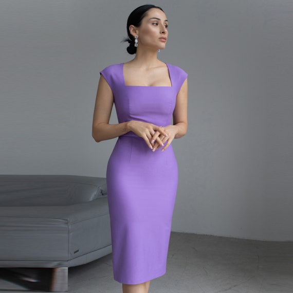 fitted lace wedding dress Xscape Petite Asymmetric Front Slit Evening Gown - Plum main image 0