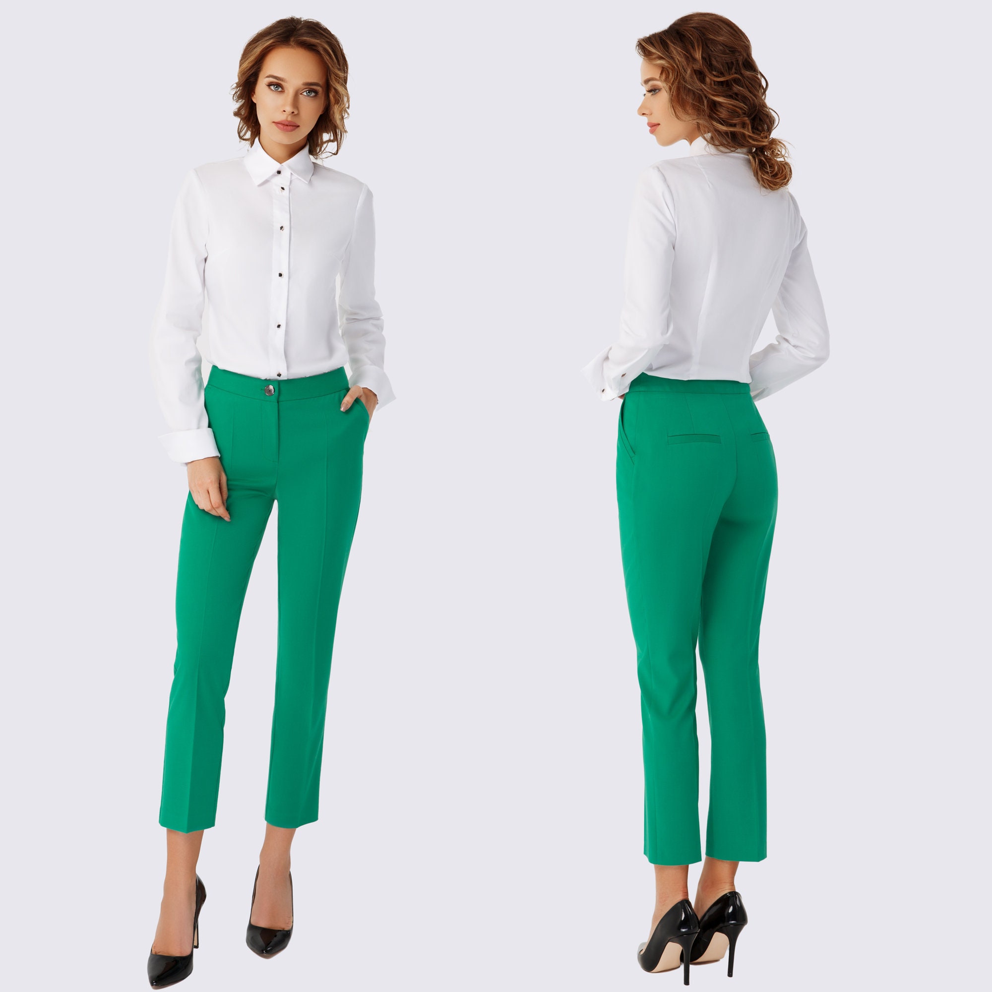 Grüne Hose Grüne Damenhose Damenhose grün Klassische | Etsy