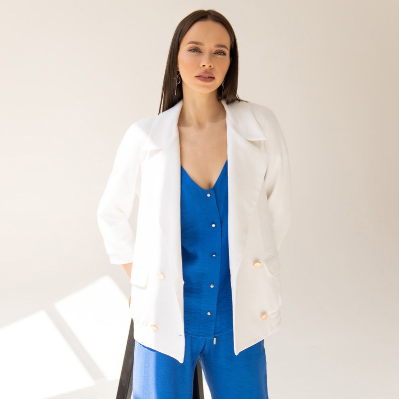 Two Button  women Blazer In White main image 0