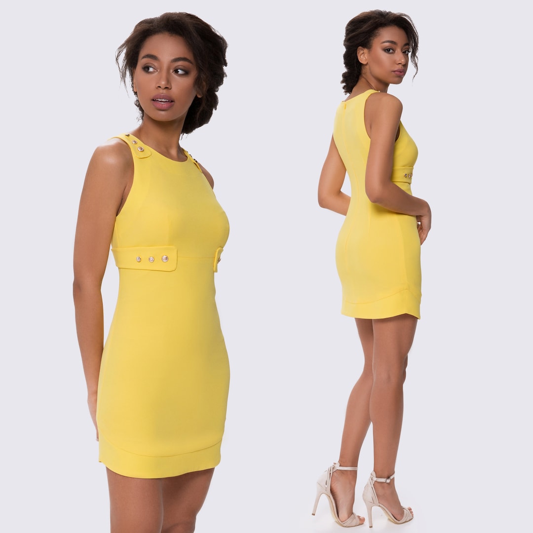 classy yellow mini dress Izara